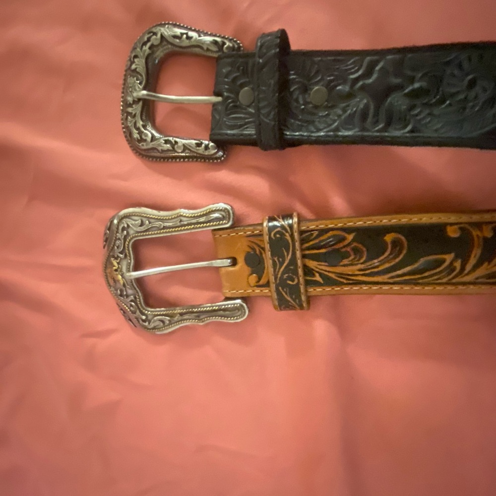 2 western uni- sex belts from boot barn